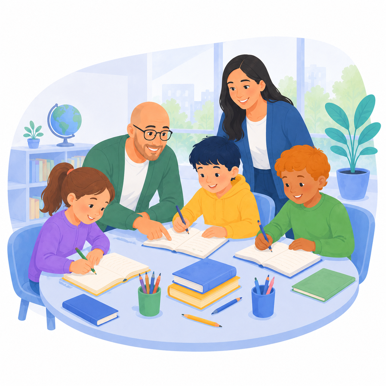Des enfants accompagnés dans leur travail scolaire