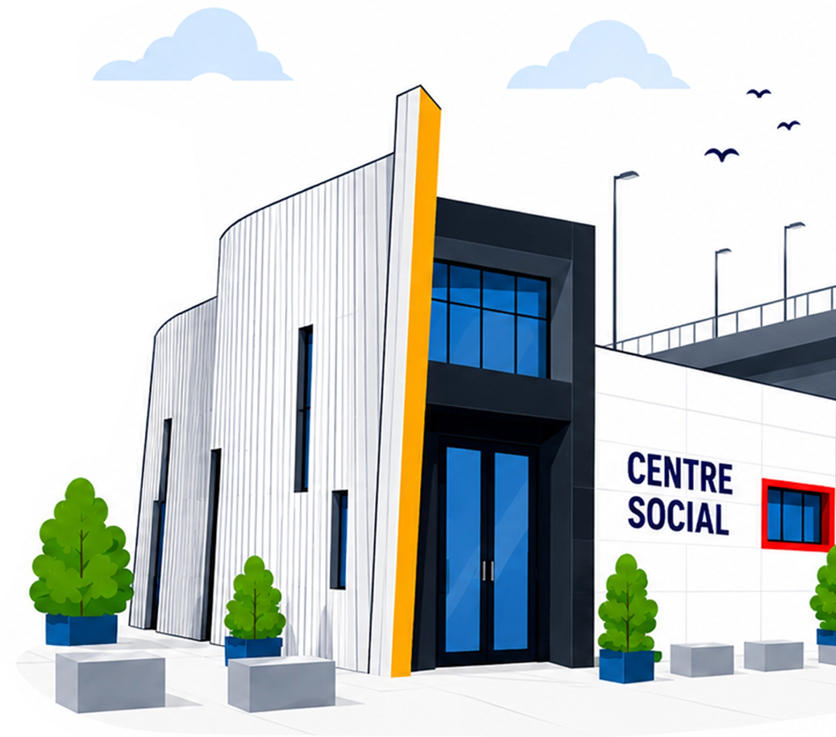 Illustration du bâtiment du Centre Social Saint-Michel Jéricho