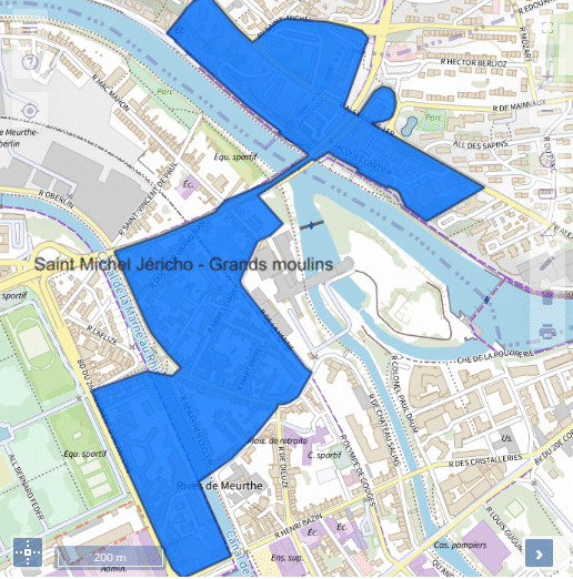Carte du quartier prioritaire Saint-Michel Jéricho – Grands Moulins