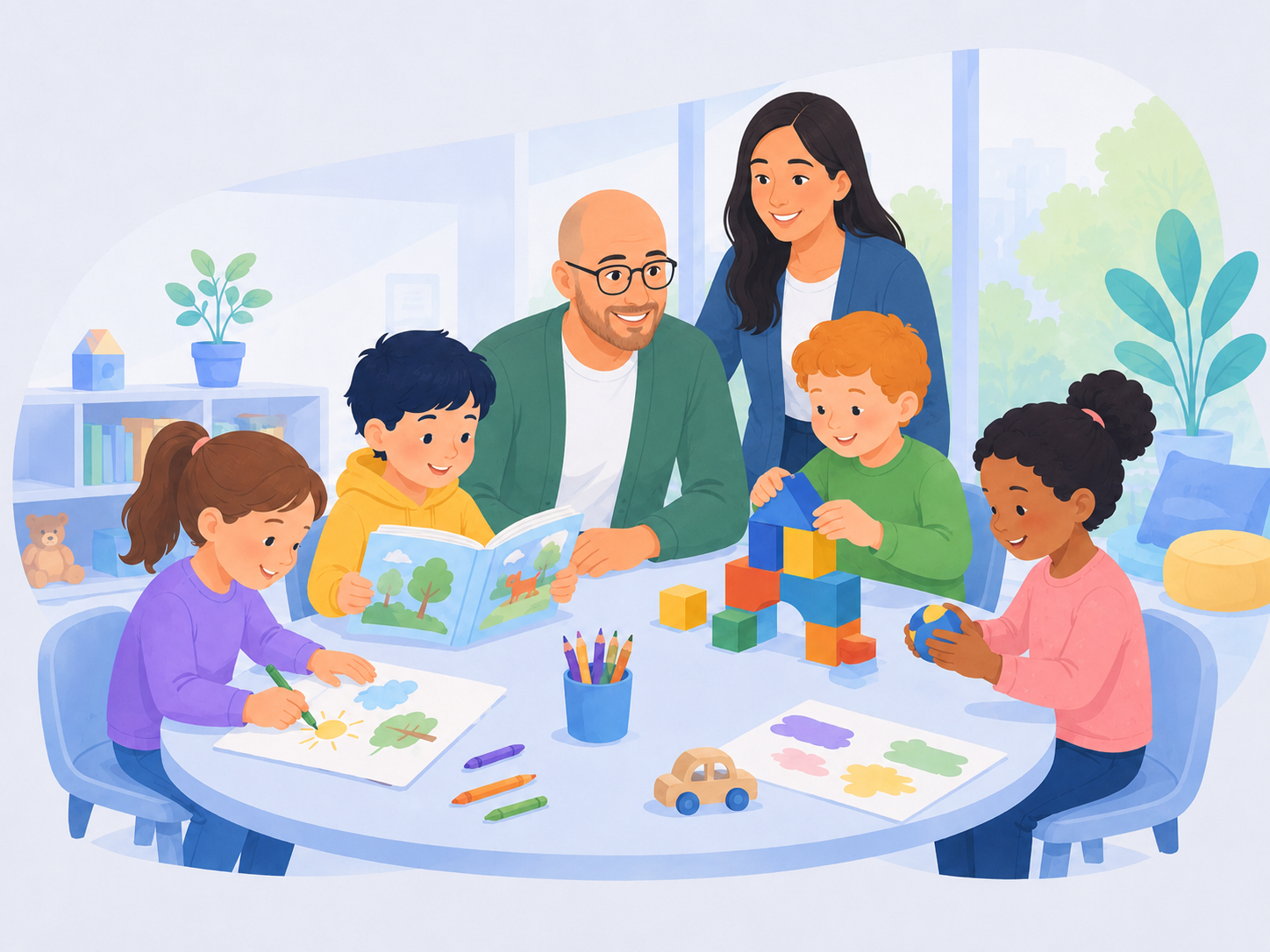 Des enfants participant à des activités éducatives avec l’équipe du secteur Enfance