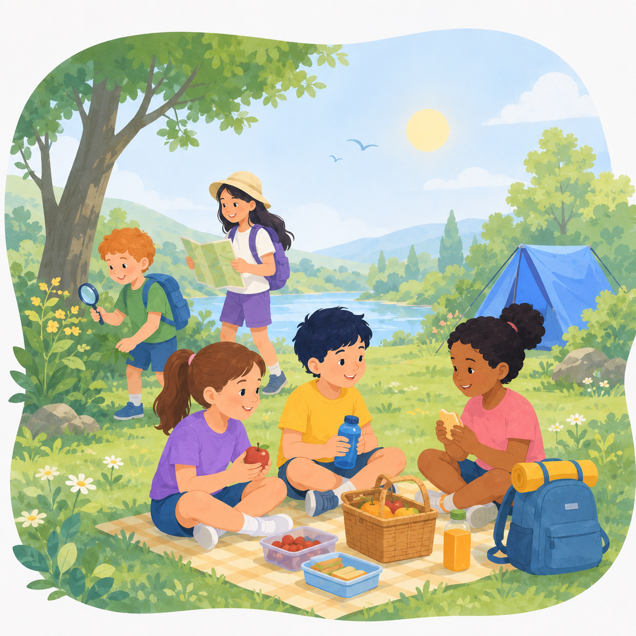 Des enfants participant à un séjour d’été en pleine nature