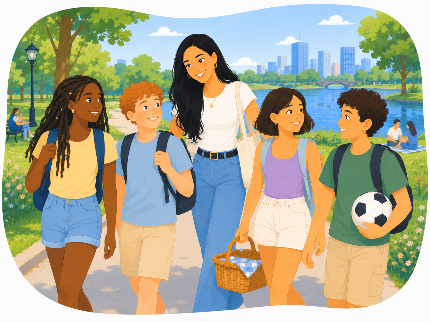 Groupe d’adolescents participant à une sortie de découverte en plein air
