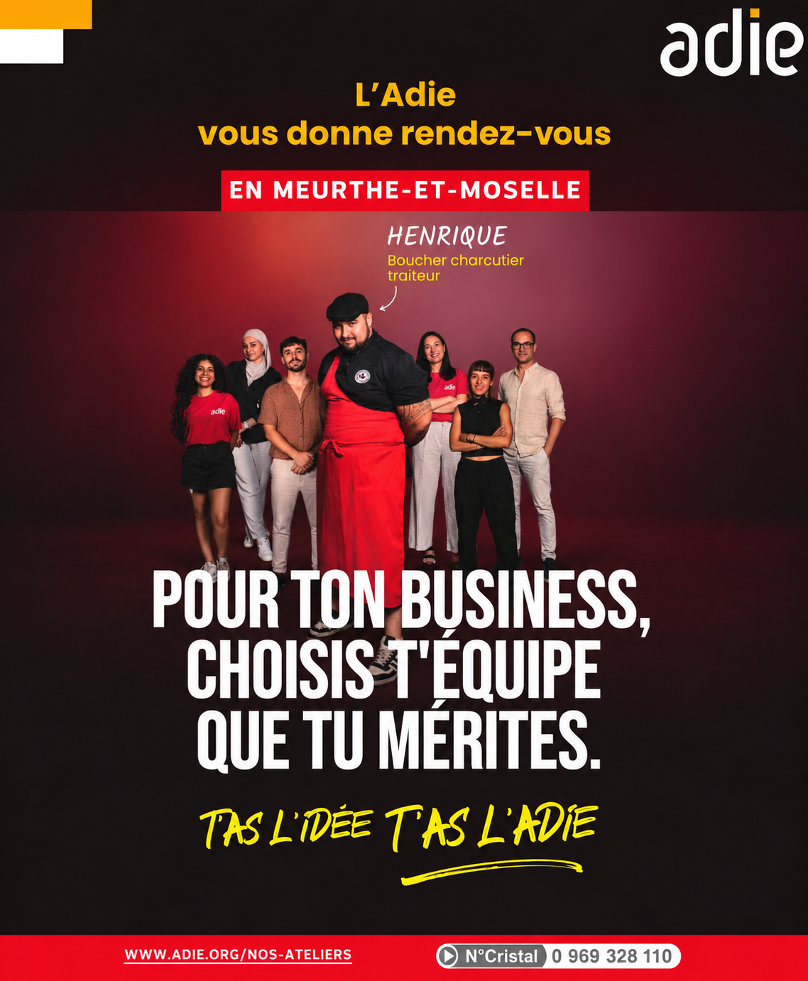 Affiche Adie : accompagnement des projets de création d’entreprise en Meurthe-et-Moselle