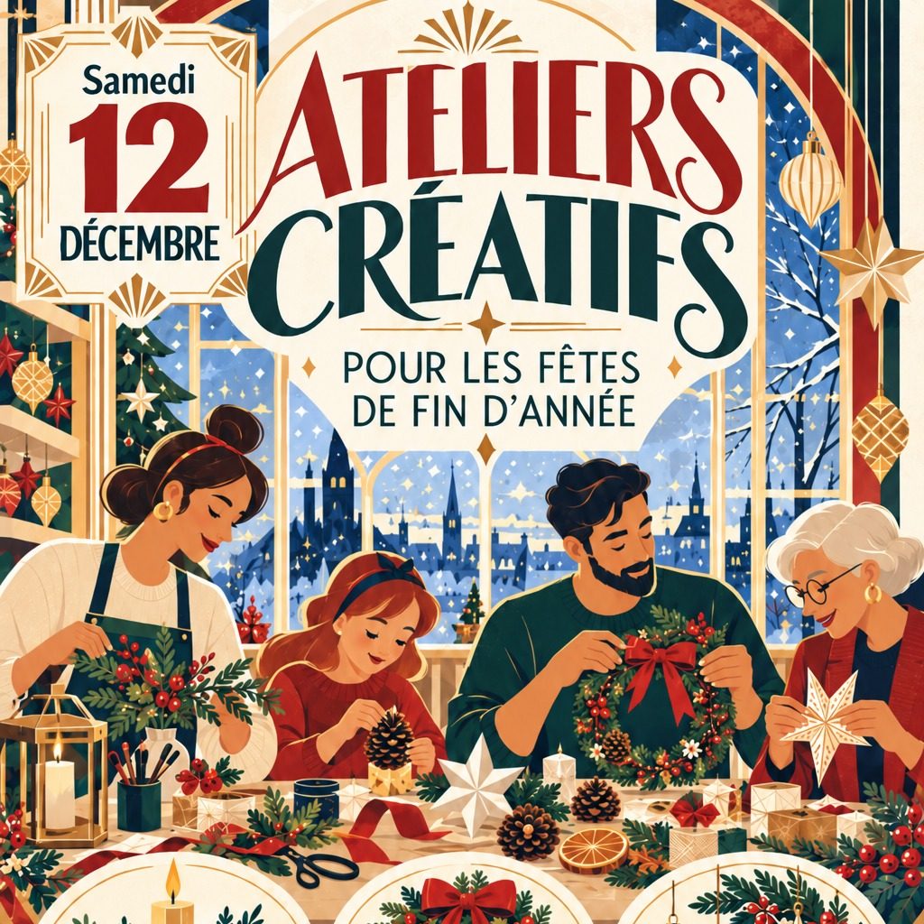 Ateliers créatifs pour les fêtes, samedi 12 décembre.
